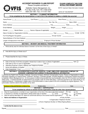 Accident/Sickness Claim Report