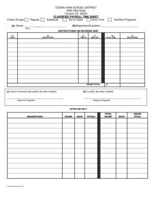 Classified Payroll Time Sheet