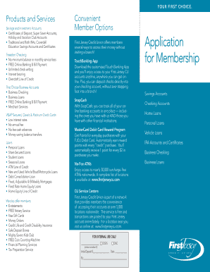 First Jersey Credit Union Membership Application