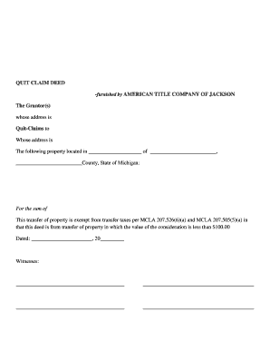 Michigan Quit Claim Deed
