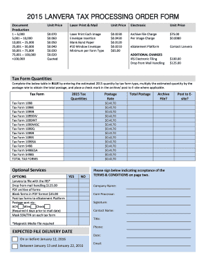2015 Lanvera Tax Processing Order Form