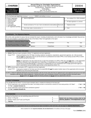 New York CHAR500 Annual Filing for Charitable Organizations
