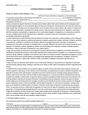 Customs Power of Attorney
