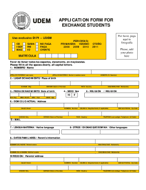 Formulario de solicitud para estudiantes de intercambio