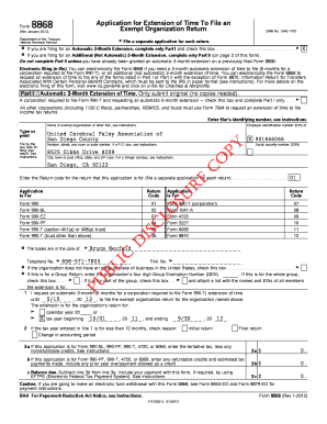 IRS Form 8868 Application for Extension