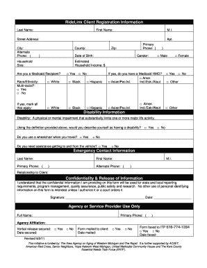 RideLink Client Registration Form