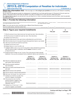 Illinois IL-2210 Computation of Penalties for Individuals