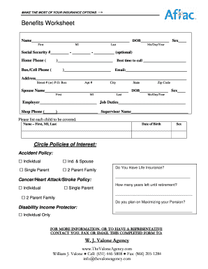 Insurance Benefits Worksheet