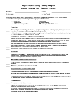 Training effectiveness evaluation form - Evaluation Form Outpatient Psychiatry 6-19-02pdf - psychres washington