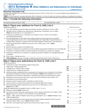 Illinois Schedule M Other Additions and Subtractions for Individuals