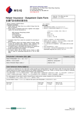 MSIG Insurance Outpatient Claim Form