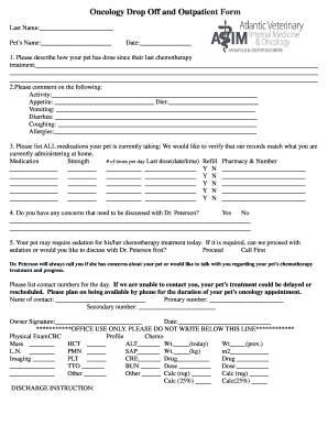 Oncology Drop Off and Outpatient Form