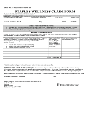 Staples Wellness Claim Form