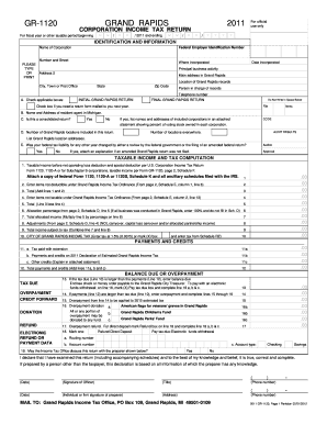 Grand Rapids Corporation Income Tax Return