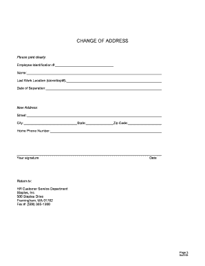 Staples Change of Address Form