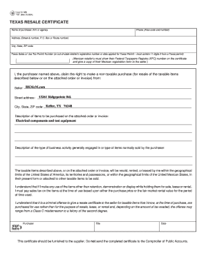 Texas Resale Certificate