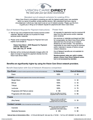 Out-of-Network Request for Payment Form