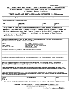 Texas Sales and Use Tax Resale Certificate