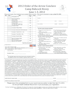 Boy Scouts of America Registration Form