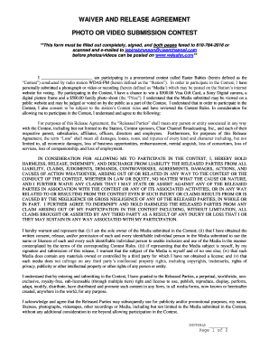 Photo or Video Submission Contest Waiver and Release Agreement