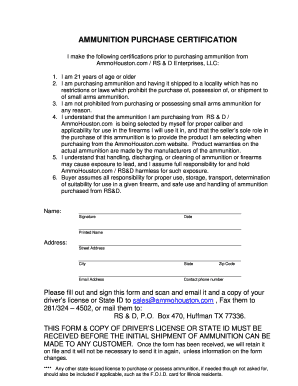 Ammunition Purchase Certification