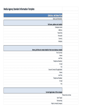 Media Agency Standard Information Template