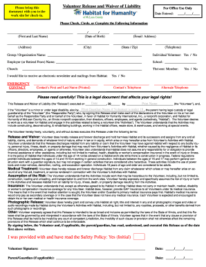 Volunteer Release and Waiver of Liability
