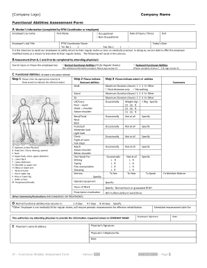 Functional Abilities Assessment Form