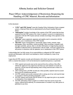 Peace Officer CPIC Restrictions Acknowledgment