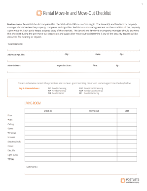 Rental Move-In and Move-Out Checklist