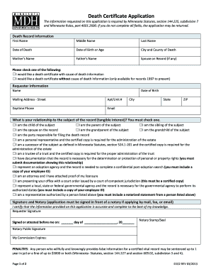 Minnesota Death Certificate Application