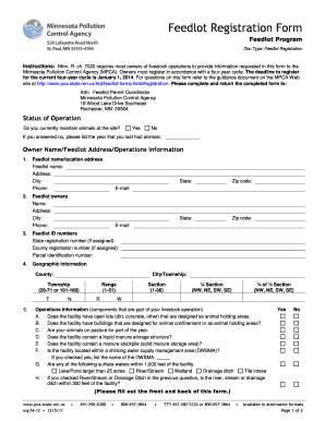 Minnesota Feedlot Registration Form
