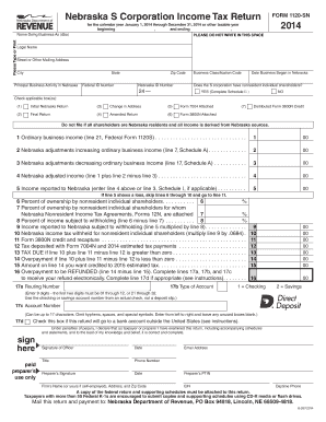 Nebraska S Corporation Income Tax Return Form 1120-SN