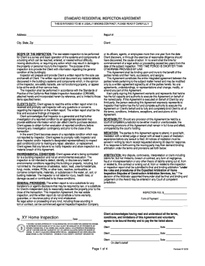 Standard Residential Inspection Agreement