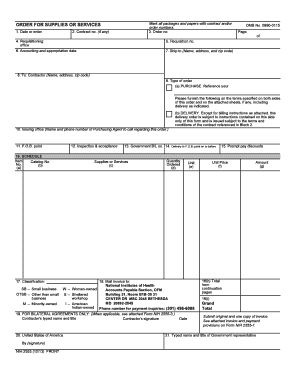 NIH Purchase Order Form 2555