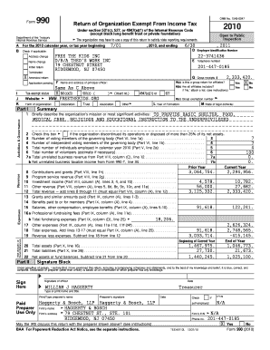 Form 990 2010 Tax Return