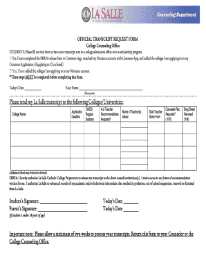 Official Transcript Request Form