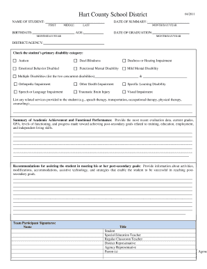 Student Disability Summary Form