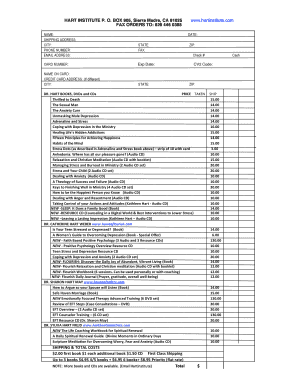 Dr. Hart Book Order Form
