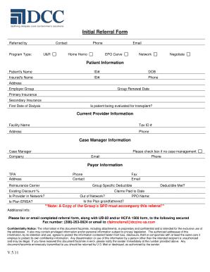 Initial Referral Form for Dialysis Patients