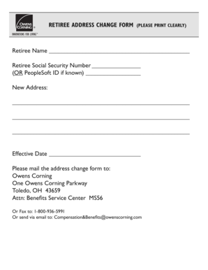 Retiree Address Change Form