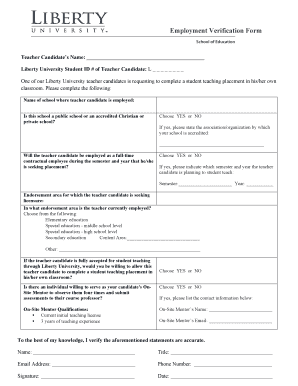 Employment Verification Form - libertyedu