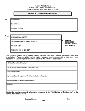 Verification of Employment Form