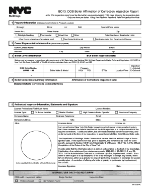 DOB Boiler Affirmation of Correction Inspection Report