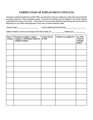 Employment Contacts Verification Form