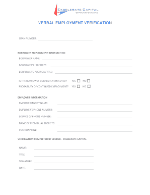 Verbal Employment Verification Form