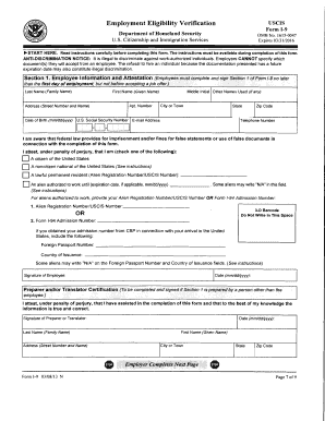 USCIS Form I-9 Employment Eligibility Verification