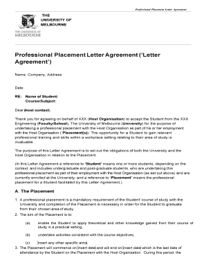 Professional Placement Letter Agreement