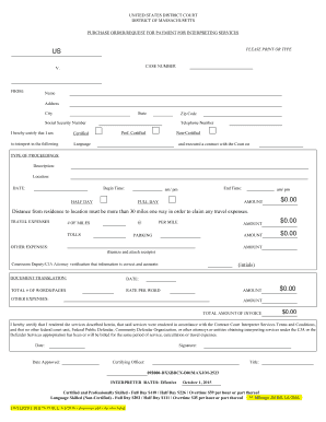 Purchase Order for Interpreting Services