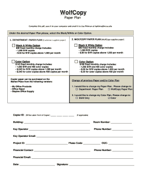 WolfCopy Paper Plan Selection Form